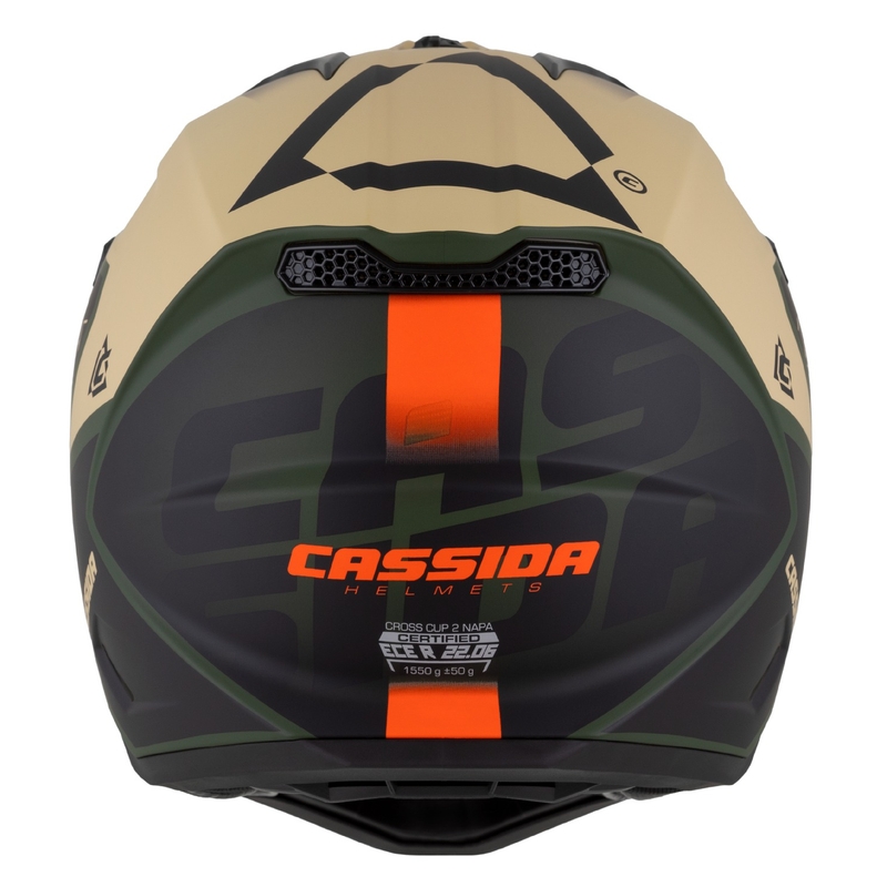 Cassida Cross Cup 2 Napa motocross kypärä matta hiekka-vihreä-oranssi-musta