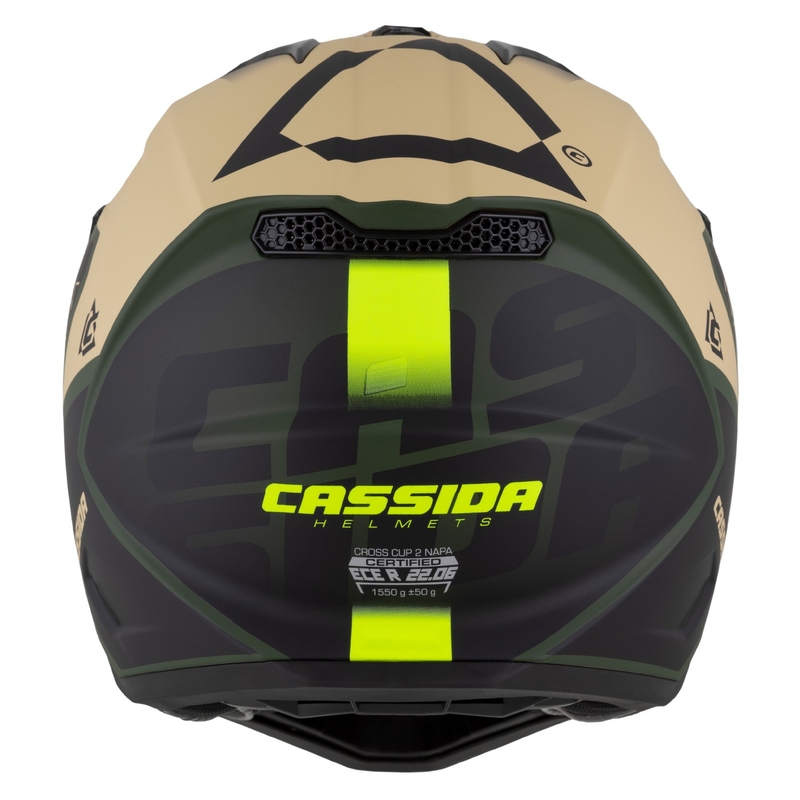 Cassida Cross Cup 2 Napa motocross kypärä matta hiekka-vihreä-fluo-kelta-musta