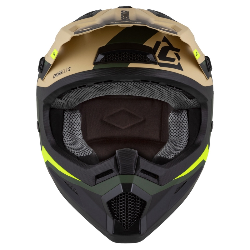 Cassida Cross Cup 2 Napa motocross kypärä matta hiekka-vihreä-fluo-kelta-musta
