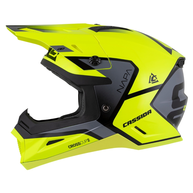 Cassida Cross Cup 2 Napa fluo-kelta-musta-helmi harmaa motocross-kypärä