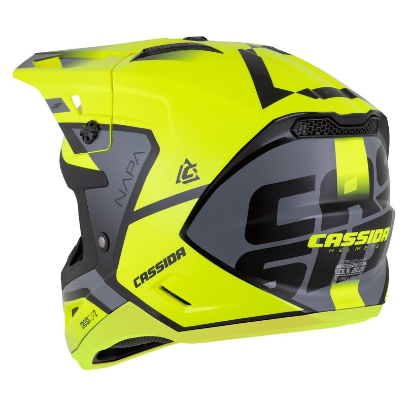 Cassida Cross Cup 2 Napa fluo-kelta-musta-helmi harmaa motocross-kypärä
