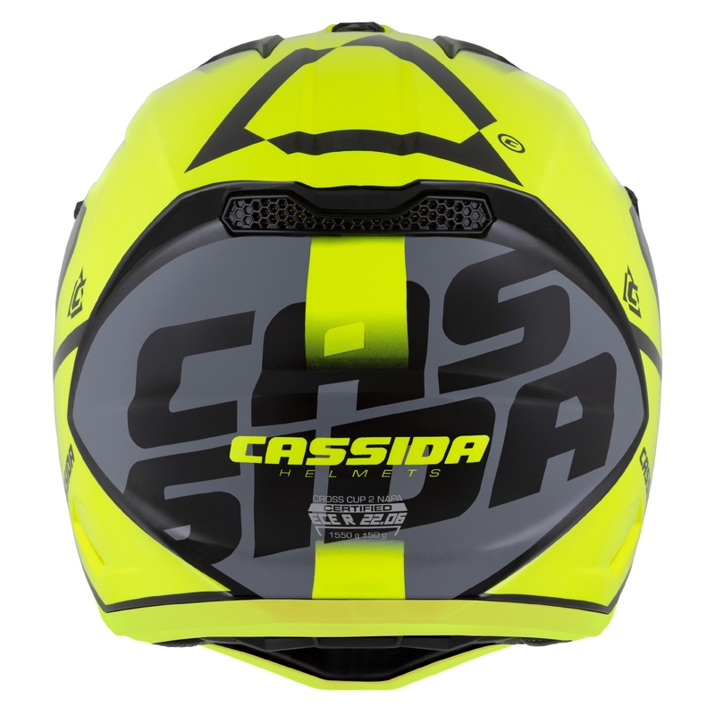 Cassida Cross Cup 2 Napa fluo-kelta-musta-helmi harmaa motocross-kypärä