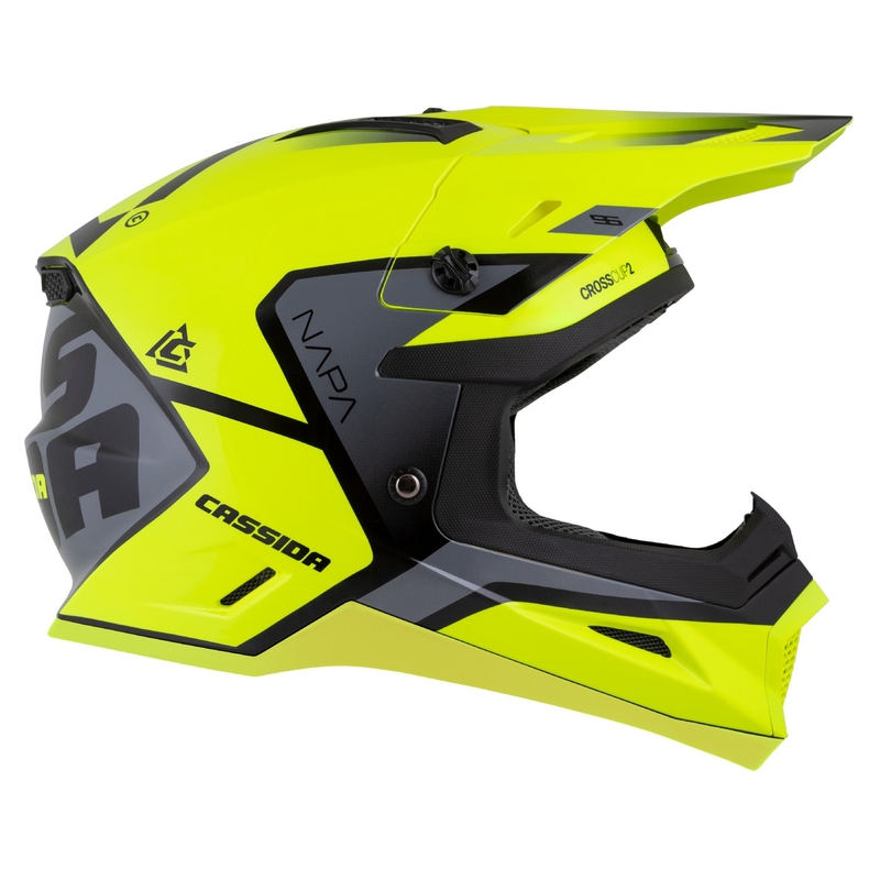 Cassida Cross Cup 2 Napa fluo-kelta-musta-helmi harmaa motocross-kypärä