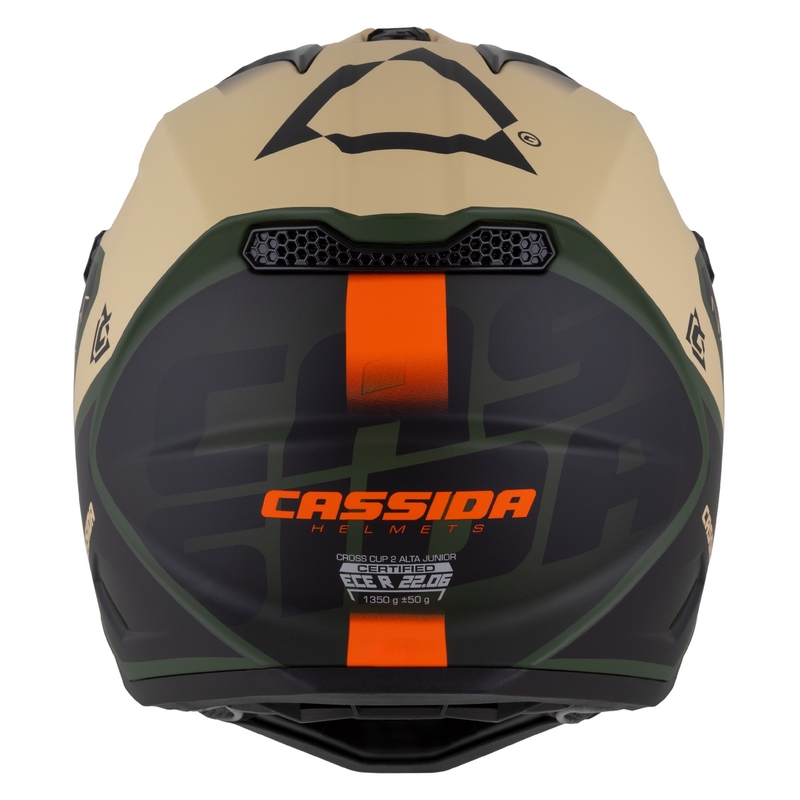 Lasten motocross moottoripyöräilykypärä Cassida Cross Cup 2 Napa matta hiekka-vihreä-oranssi-musta