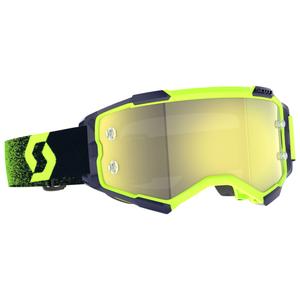 Motocross-lasit SCOTT Fury CH vihreä-fluo-keltainen peilipleksillä varustettuna