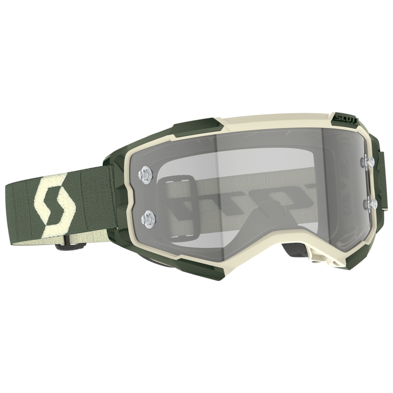 Motocross-lasit SCOTT Fury LS khaki harmaalla pleksillä varustettuna
