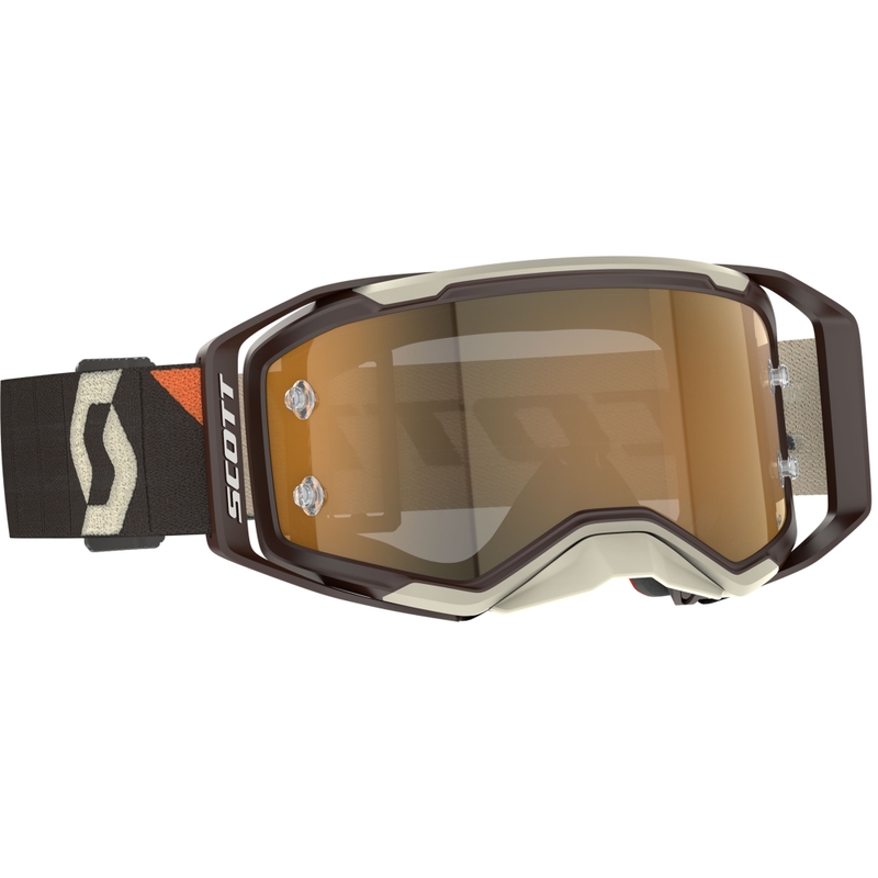 Motocross lasit SCOTT Prospect 2.0 AMP tummanruskea-beige kultaisella pleksillä varustettuna alennusmyynti