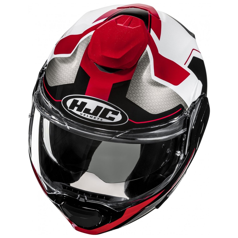 HJC F100 Bios MC1 harmaa-musta-punainen flip-up moottoripyöräilykypärä