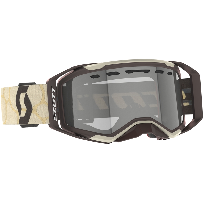 Motocross-lasit SCOTT Prospect 2.0 Enduro LS beige-ruskeat valoherkällä pleksillä.