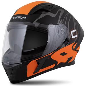 Integroitu kypärä Cassida Orbit Multivers matta musta-oranssi-harmaa-valkoinen