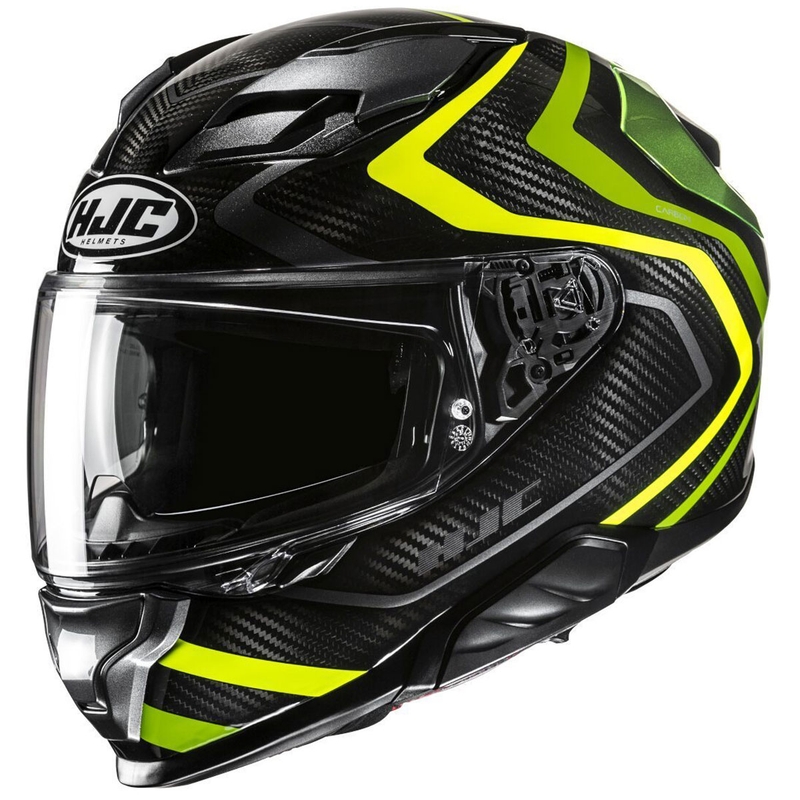 Integroitu moottoripyöräilykypärä HJC F71 Carbon Nevio MC3H musta-fluo-vihreä