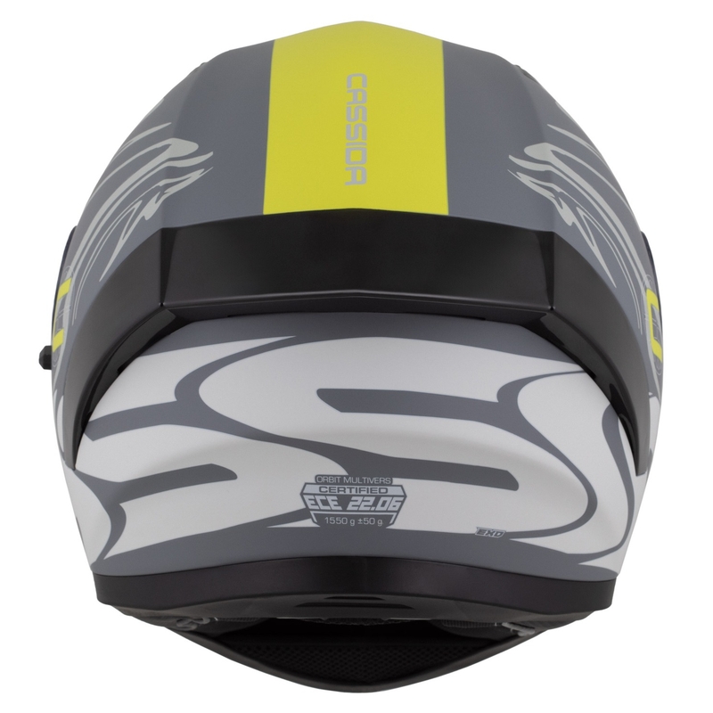 Integroitu kypärä Cassida Orbit Multivers matta harmaa-fluo keltainen-musta