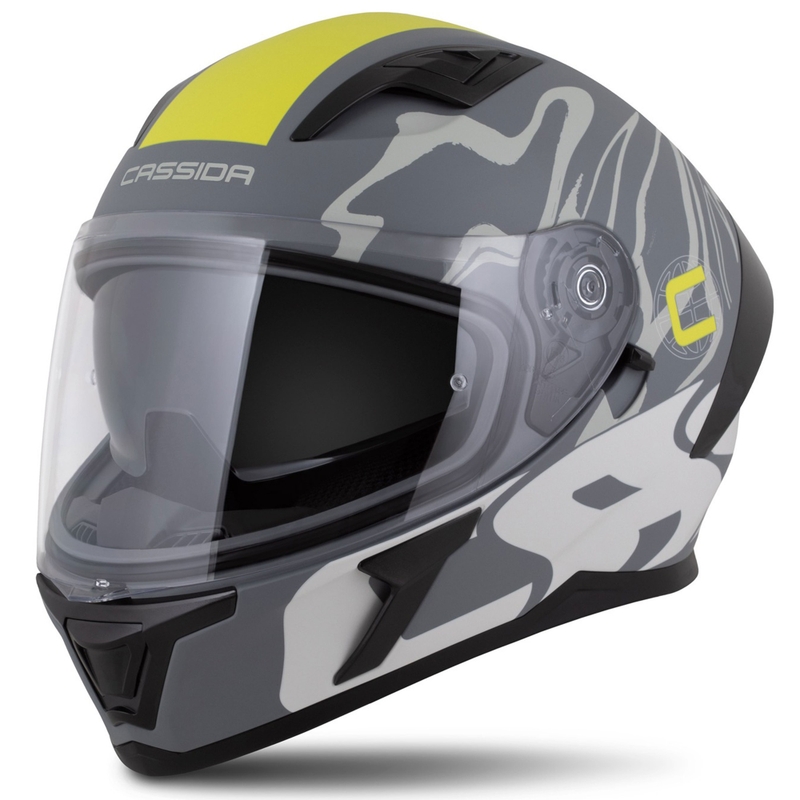 Integroitu kypärä Cassida Orbit Multivers matta harmaa-fluo keltainen-musta