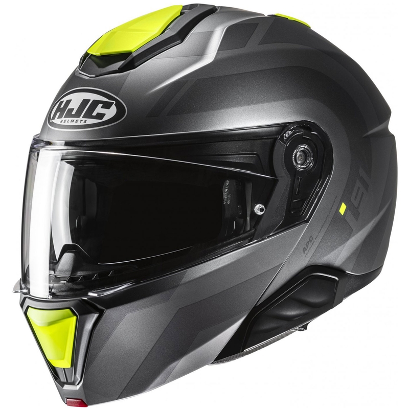 Flip-up-moottoripyöräilykypärä HJC i91 Arven MC3HSF harmaa-musta-fluo-keltainen