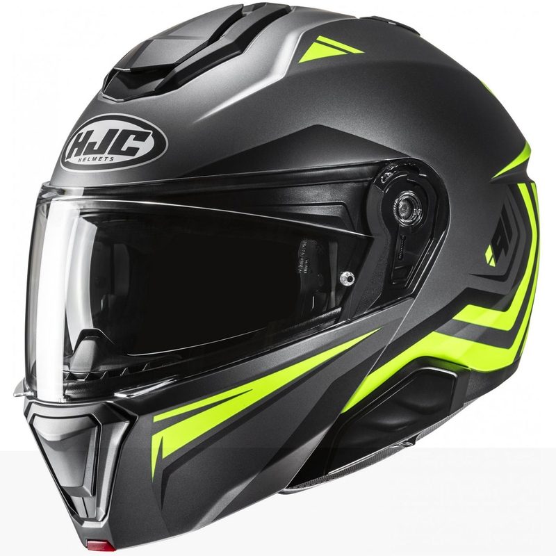 Flip-up moottoripyöräilykypärä HJC i91 Tricus MC3HSF musta-fluo keltainen
