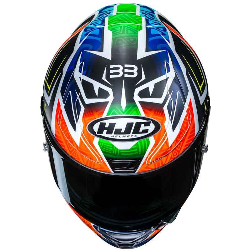 Integrální helma na motorku HJC RPHA 1 Binder Replica MC27SF černo-oranžovo-modrá