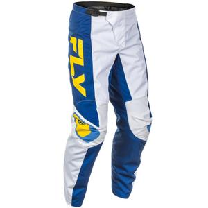Motocross housut FLY Racing F-16 valkoinen-sininen-keltainen