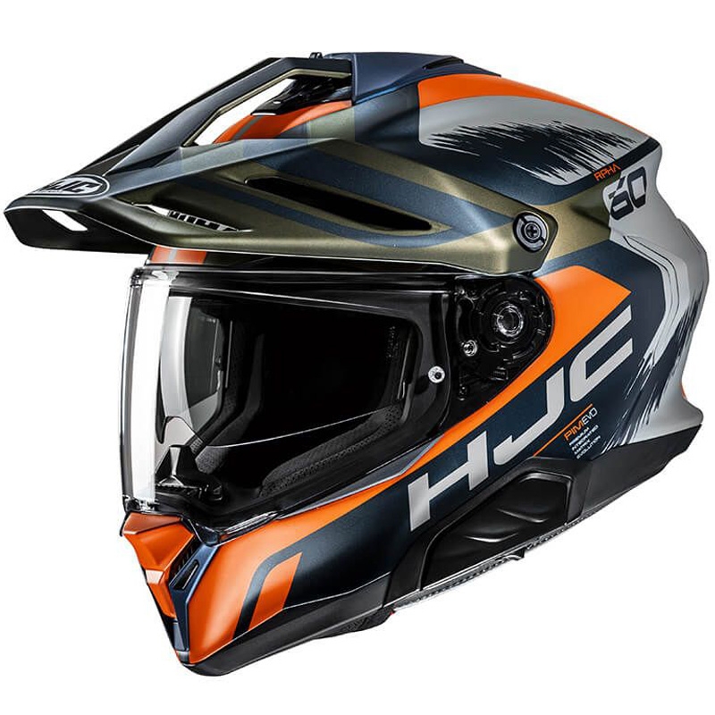 Enduro-moottoripyöräilykypärä HJC RPHA 60 Quid MC47SF siniharmaa-oranssi