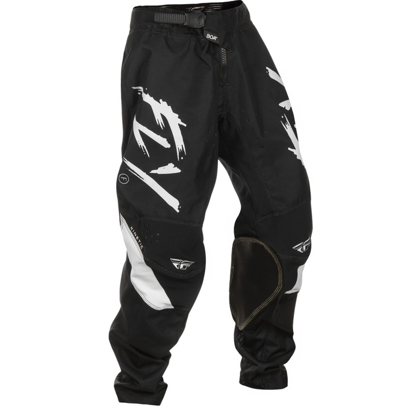 Lasten motocross housut FLY Racing Kinetic Stoke musta ja valkoinen