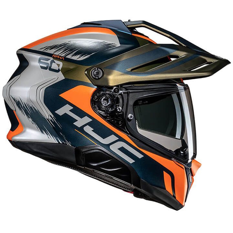 Enduro-moottoripyöräilykypärä HJC RPHA 60 Quid MC47SF siniharmaa-oranssi