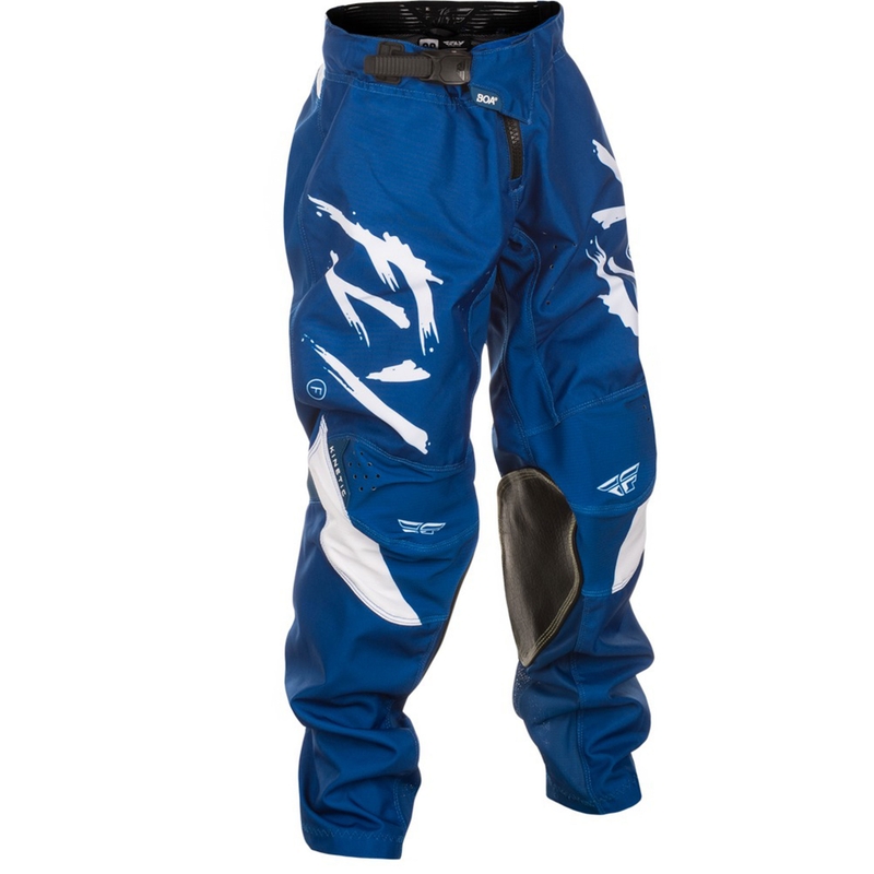Lasten motocross housut FLY Racing Kinetic Stoke sininen ja valkoinen