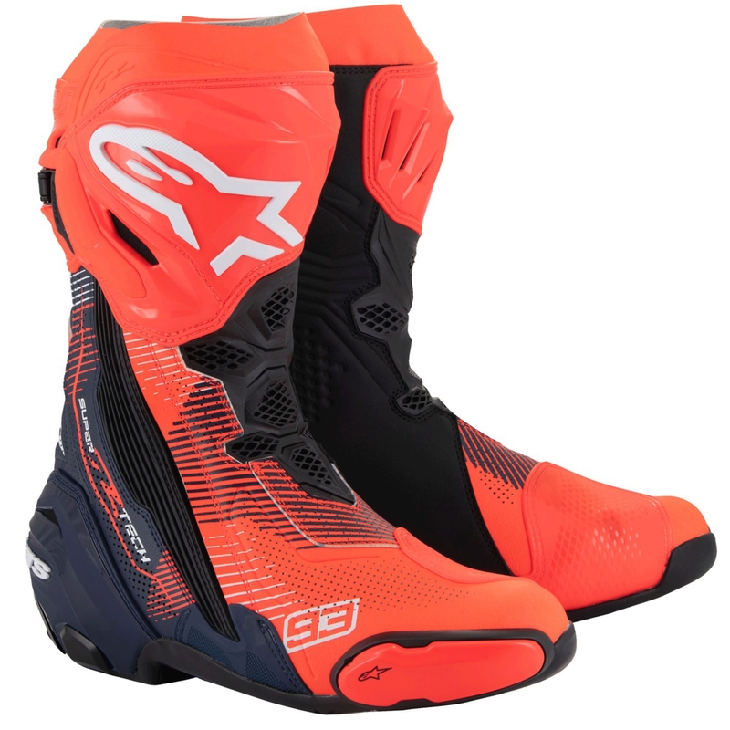 Alpinestars Supertech R Vented rajoitettu painos MM93 Marc Marquez fluo punainen-sininen-musta moottoripyöräsaappaat
