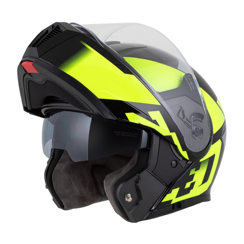 Flip-up moottoripyöräilykypärä ZED F19 musta-fluo keltainen
