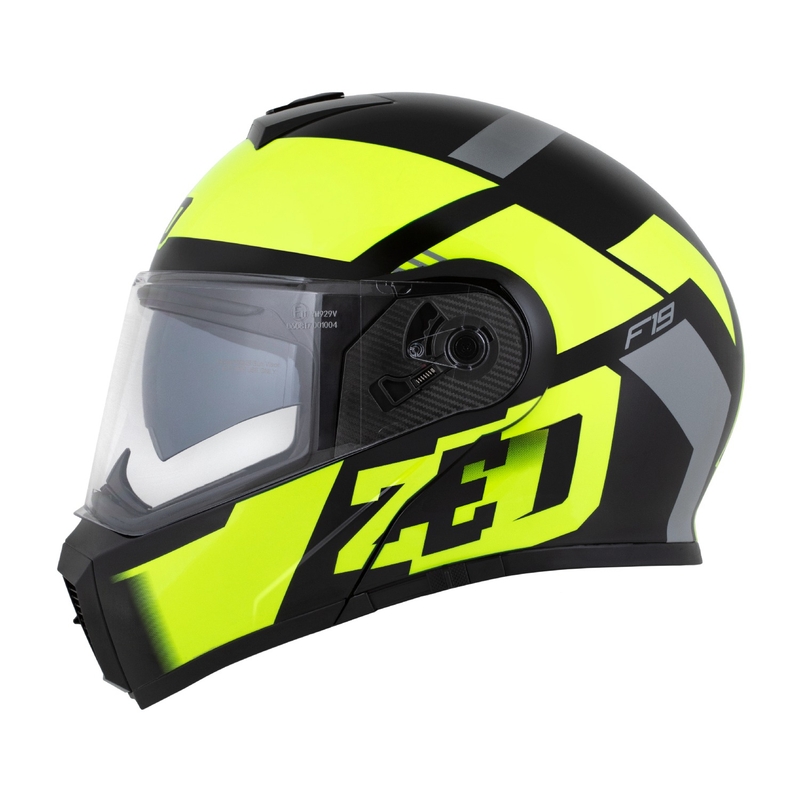 Flip-up moottoripyöräilykypärä ZED F19 musta-fluo keltainen