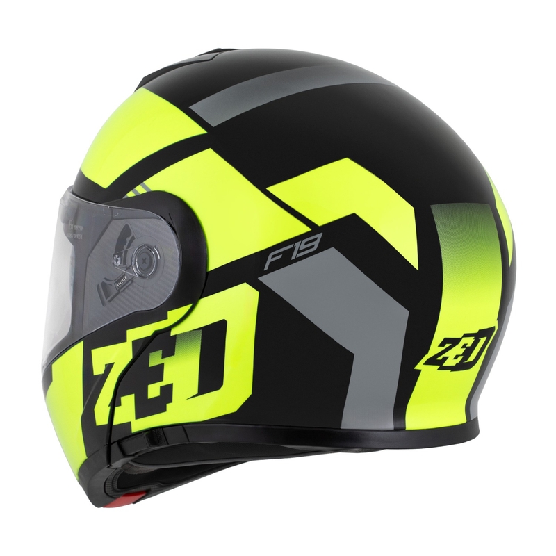 Flip-up moottoripyöräilykypärä ZED F19 musta-fluo keltainen