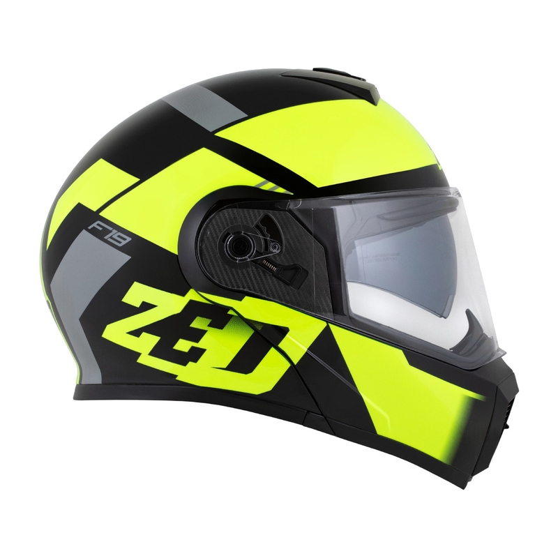 Flip-up moottoripyöräilykypärä ZED F19 musta-fluo keltainen
