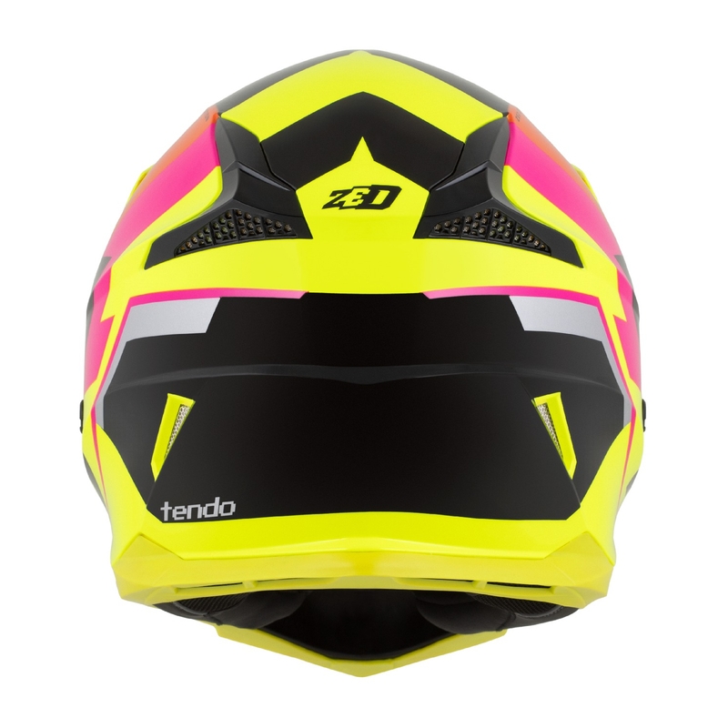 Lasten motocross kypärä ZED X1.9 Tendo fluo keltainen-vaaleanpunainen-oranssi-musta