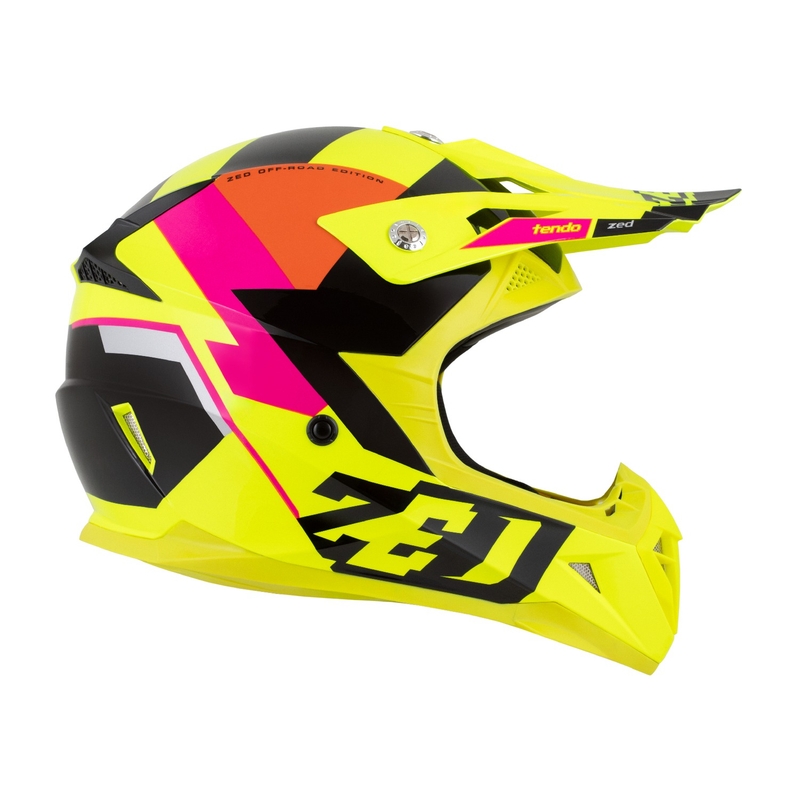 Lasten motocross kypärä ZED X1.9 Tendo fluo keltainen-vaaleanpunainen-oranssi-musta