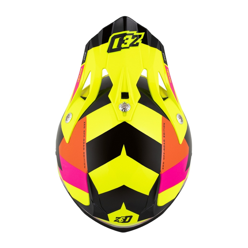 Lasten motocross kypärä ZED X1.9 Tendo fluo keltainen-vaaleanpunainen-oranssi-musta