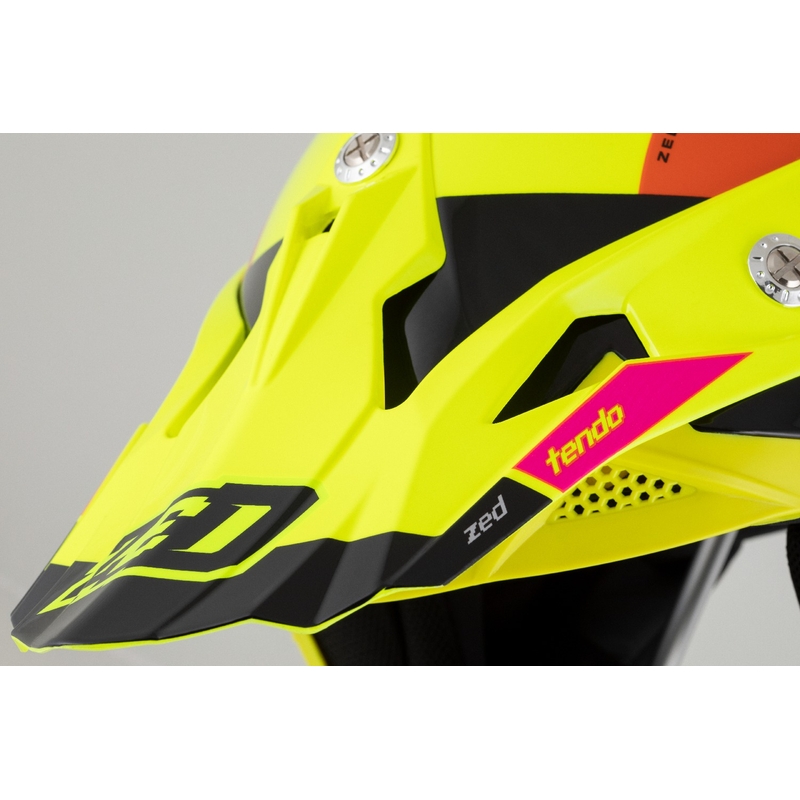 Lasten motocross kypärä ZED X1.9 Tendo fluo keltainen-vaaleanpunainen-oranssi-musta