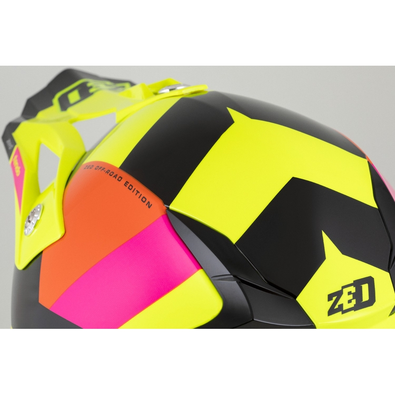 Lasten motocross kypärä ZED X1.9 Tendo fluo keltainen-vaaleanpunainen-oranssi-musta