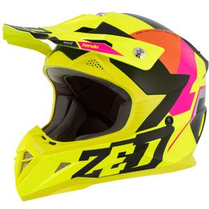Lasten motocross kypärä ZED X1.9 Tendo fluo keltainen-vaaleanpunainen-oranssi-musta