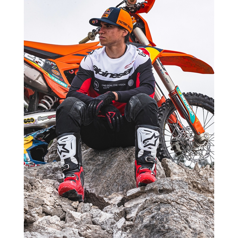 Alpinestars Tech 10 Enduro punainen-musta-valkoinen moottoripyörä saappaat