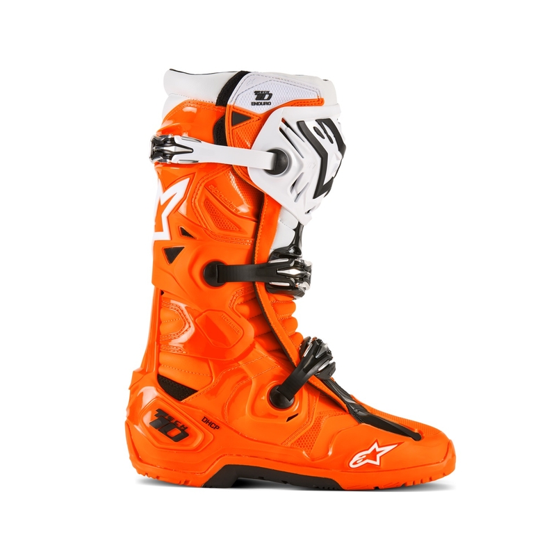 Alpinestars Tech 10 Enduro fluo oranssi-musta-valkoinen moottoripyörä saappaat