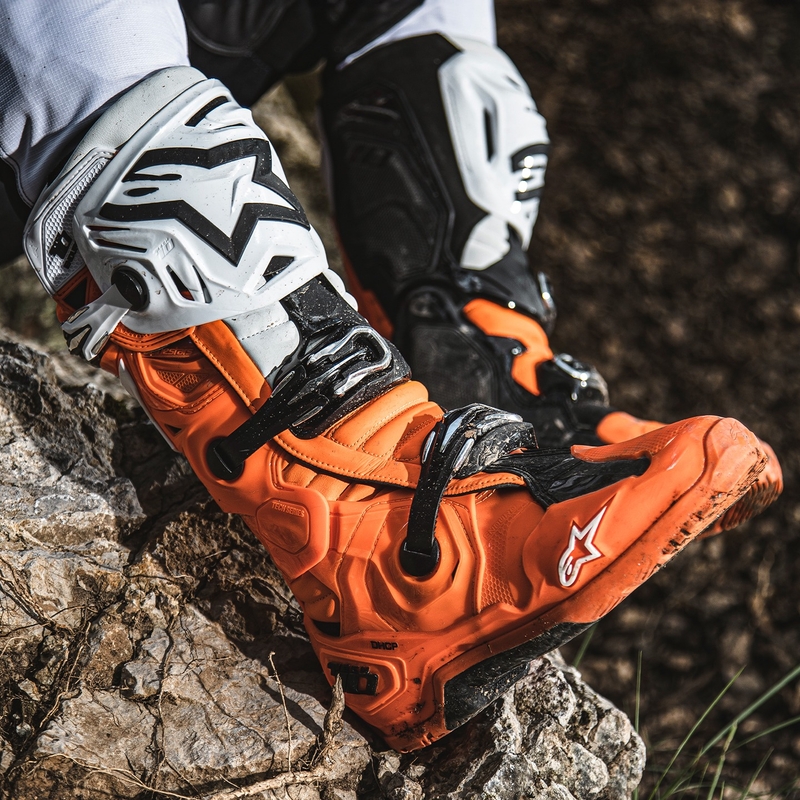 Alpinestars Tech 10 Enduro fluo oranssi-musta-valkoinen moottoripyörä saappaat