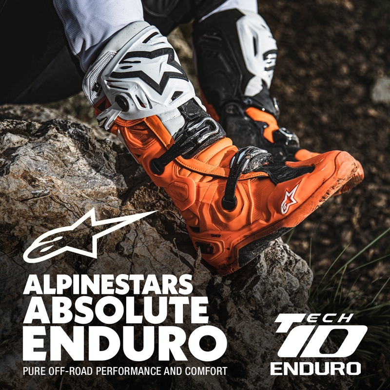 Alpinestars Tech 10 Enduro fluo oranssi-musta-valkoinen moottoripyörä saappaat
