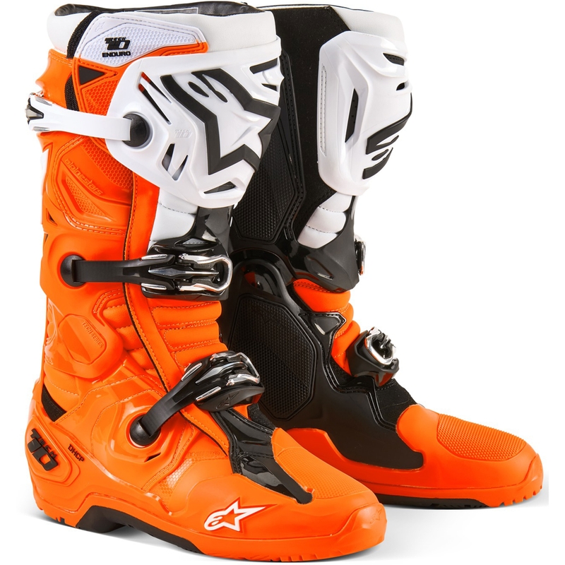 Alpinestars Tech 10 Enduro fluo oranssi-musta-valkoinen moottoripyörä saappaat
