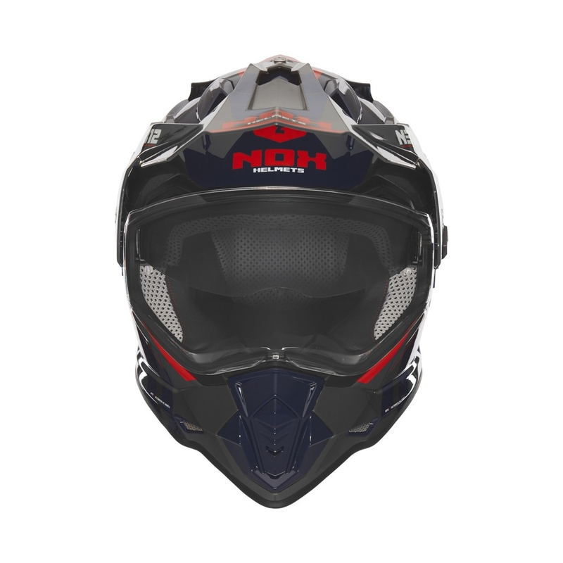 Enduro moottoripyöräilykypärä NOX N312 Vapor musta-sininen-punainen