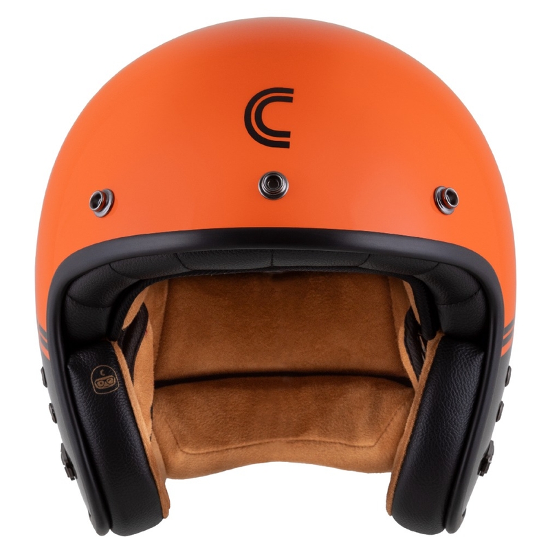 Cassida Eso Super Hooligan Open Moottoripyöräilykypärä Musta-Orange Pearl