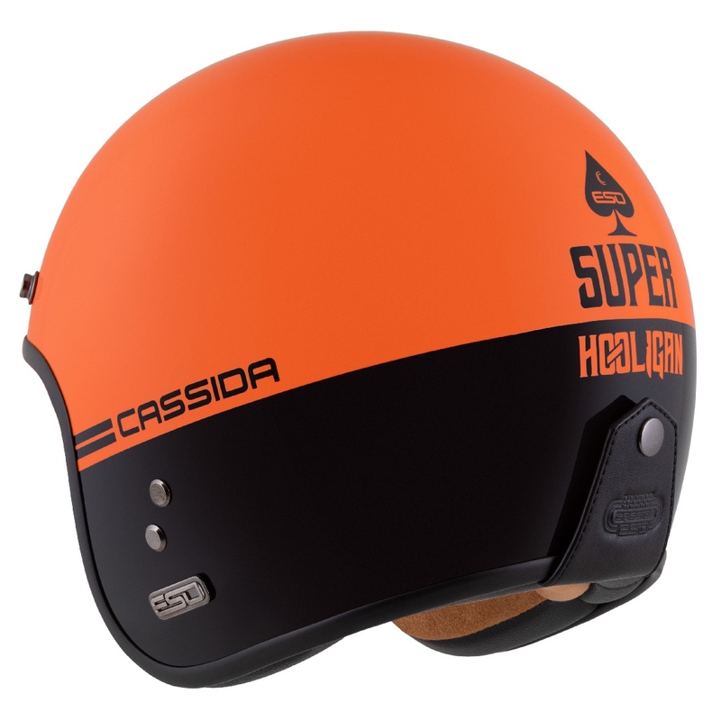 Cassida Eso Super Hooligan Open Moottoripyöräilykypärä Musta-Orange Pearl