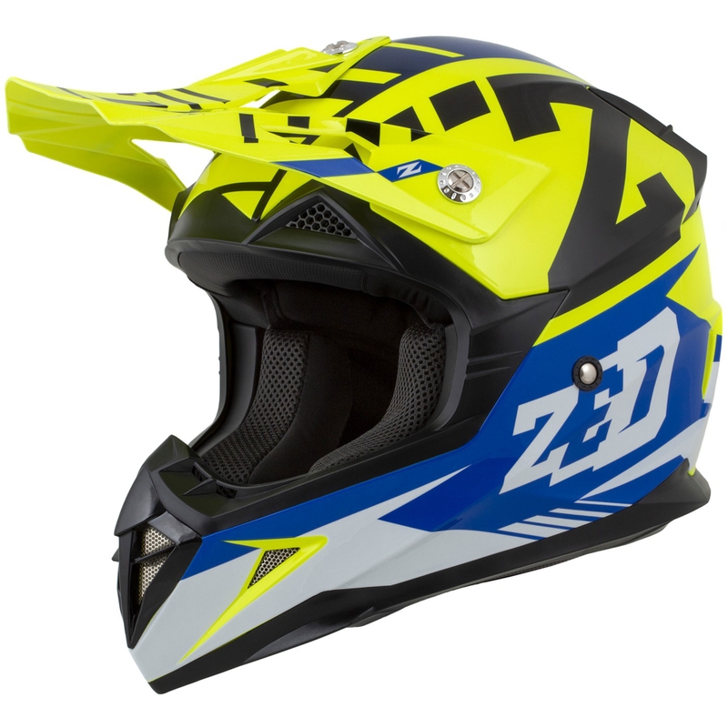 Motocross kypärä moottoripyörälle ZED X1.9 Targa fluo keltainen-sininen-musta-valkoinen