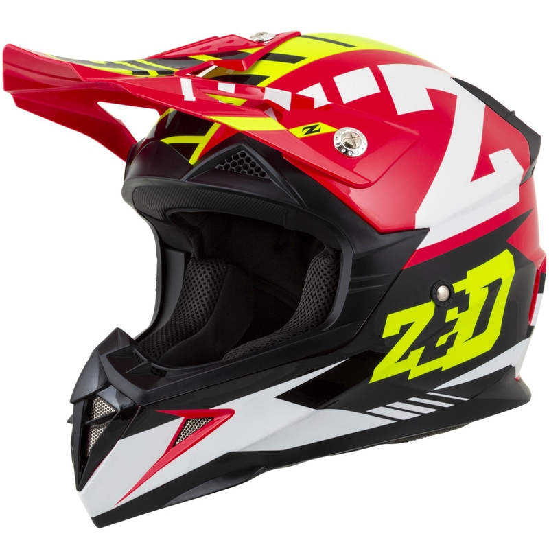 Lasten motocross kypärä moottoripyörälle ZED X1.9D Targa punainen-fluo keltainen-musta-valkoinen