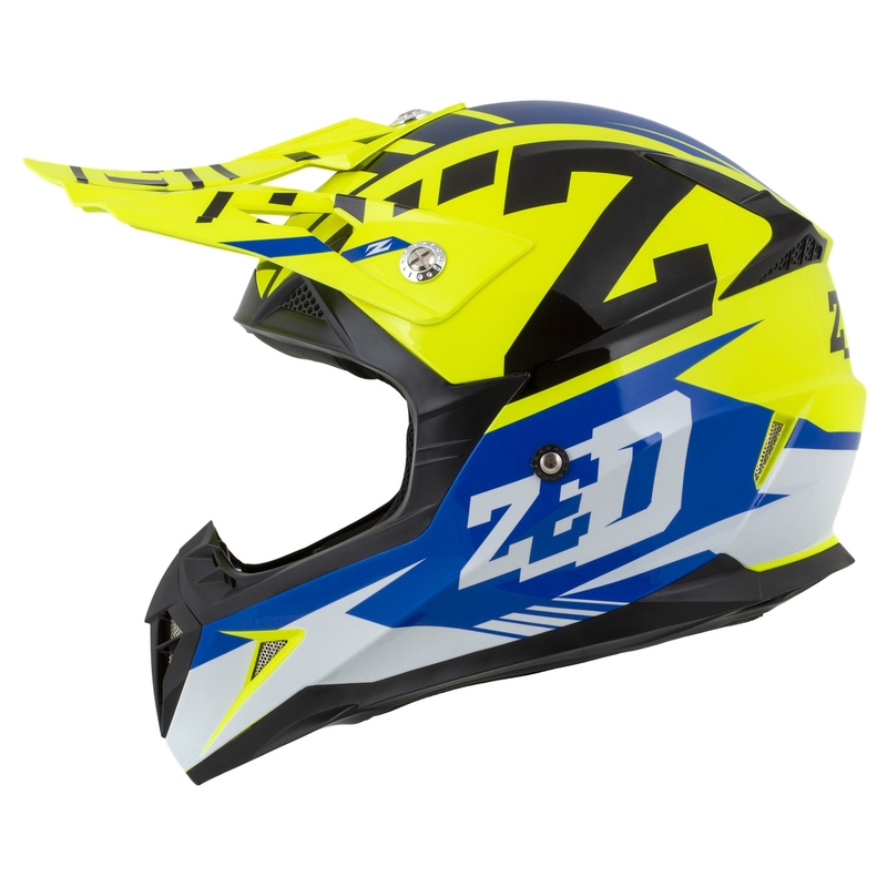 Lasten moottoripyöräilyn motocross kypärä ZED X1.9D Targa fluo keltainen-sininen-musta-valkoinen