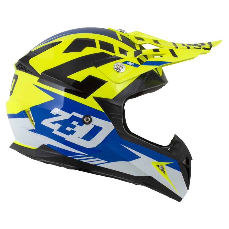 Lasten moottoripyöräilyn motocross kypärä ZED X1.9D Targa fluo keltainen-sininen-musta-valkoinen
