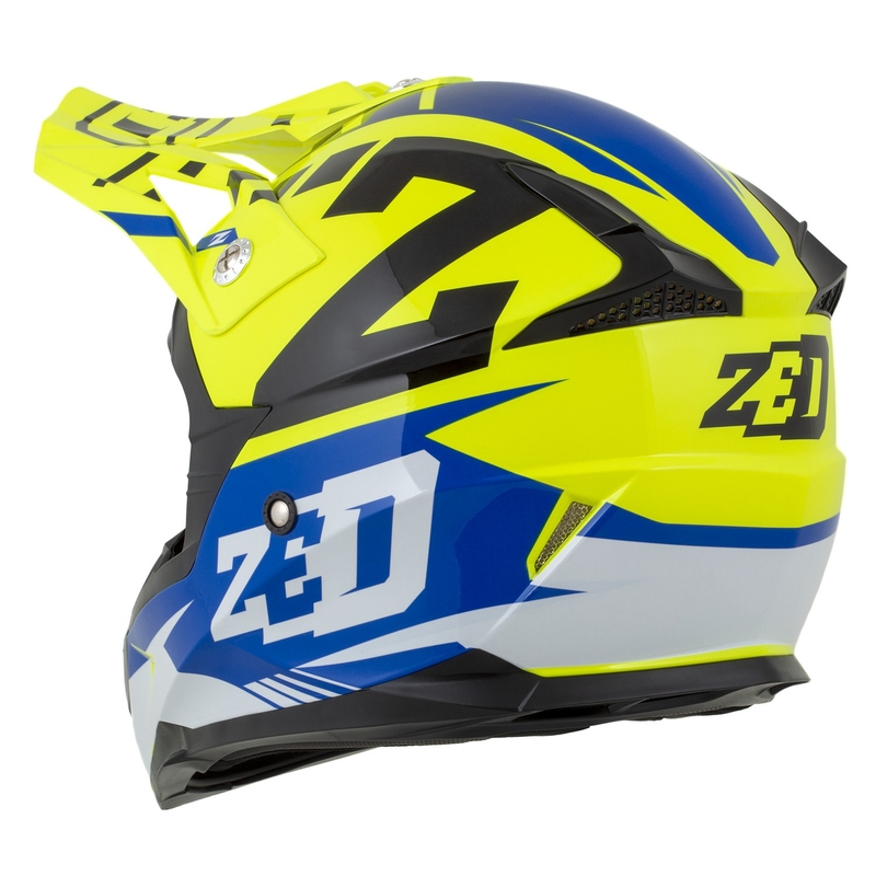 Lasten moottoripyöräilyn motocross kypärä ZED X1.9D Targa fluo keltainen-sininen-musta-valkoinen