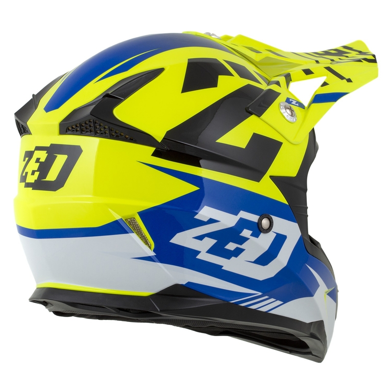 Lasten moottoripyöräilyn motocross kypärä ZED X1.9D Targa fluo keltainen-sininen-musta-valkoinen